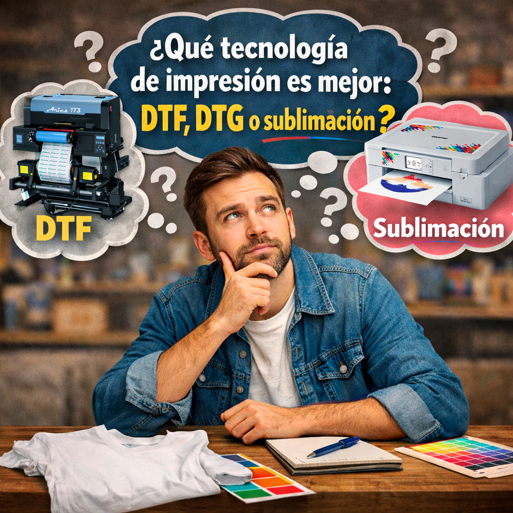 DTF vs DTG vs Sublimación: ¿Qué tecnología elegir para tu negocio de personalización?